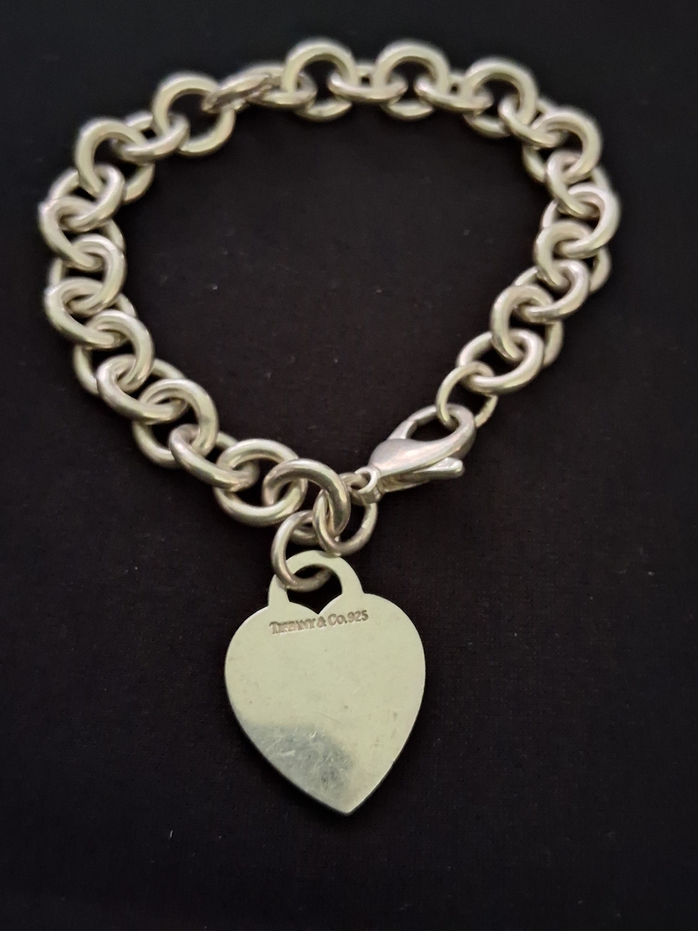 Tiffany & Co. Silver Heart Tag Charm Bracelet - Silver